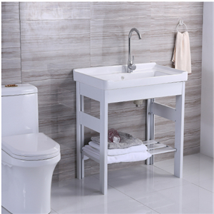 洗手盆帶搓板陽臺(tái)超深洗衣槽陶瓷洗衣盆不銹鋼支架臺(tái)